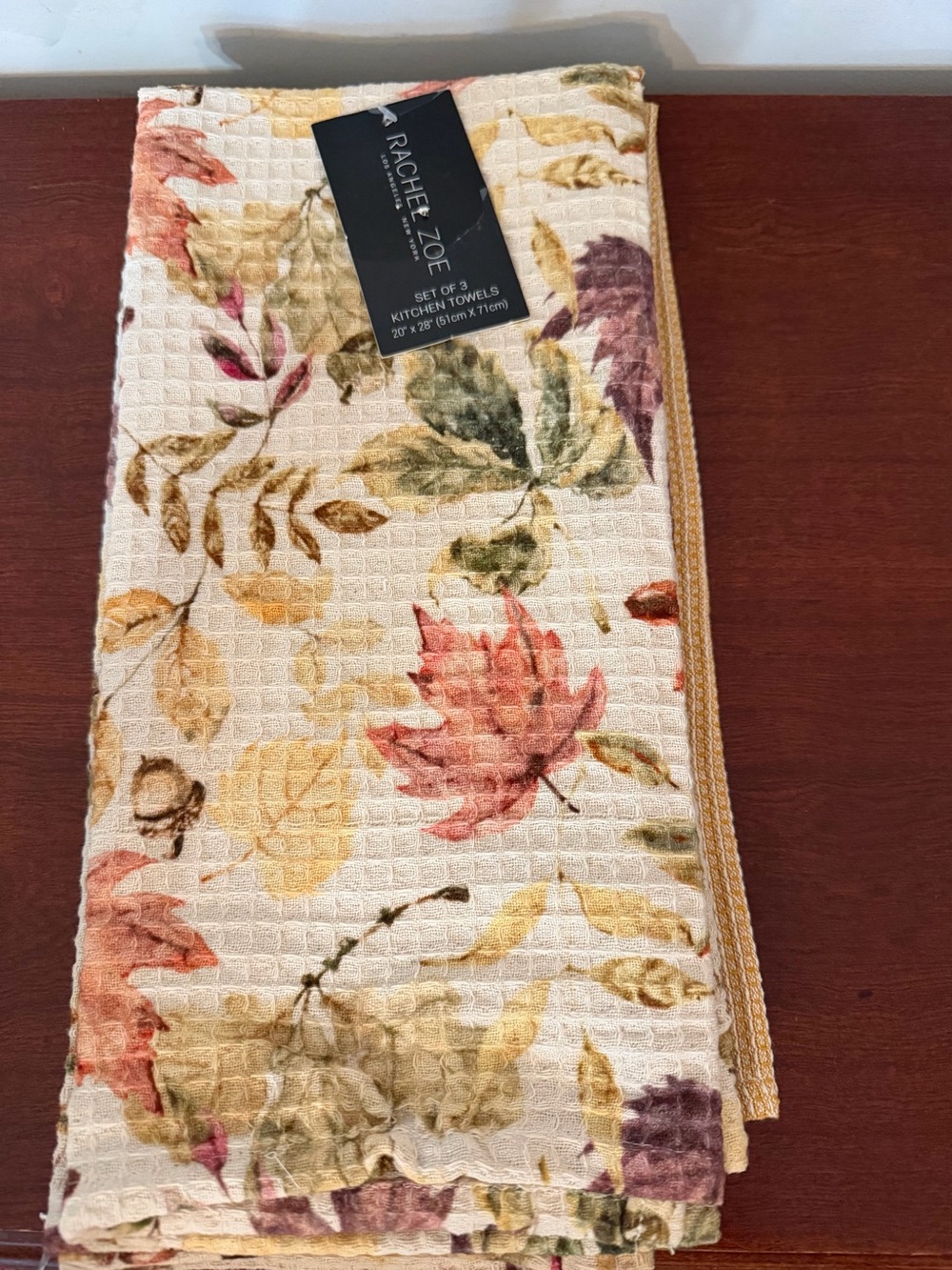 Rachel Zoe Decorative Kitchen Hand Towels Thanksgiving Autumn Leaves - Set of 3